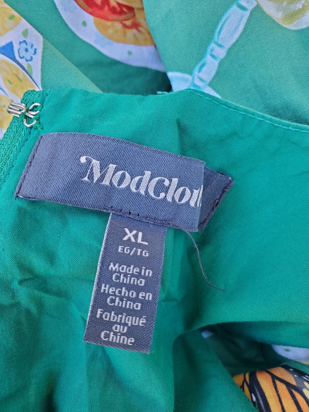 Modcloth Green Sleeveless Wrap Dress with Playful Food & Butterfly Print - Picture 8 of 8